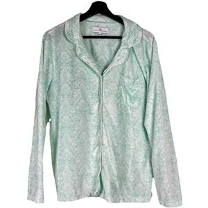Karen Neuburger Women's Pajama Set Size L Green Floral Very Soft Button